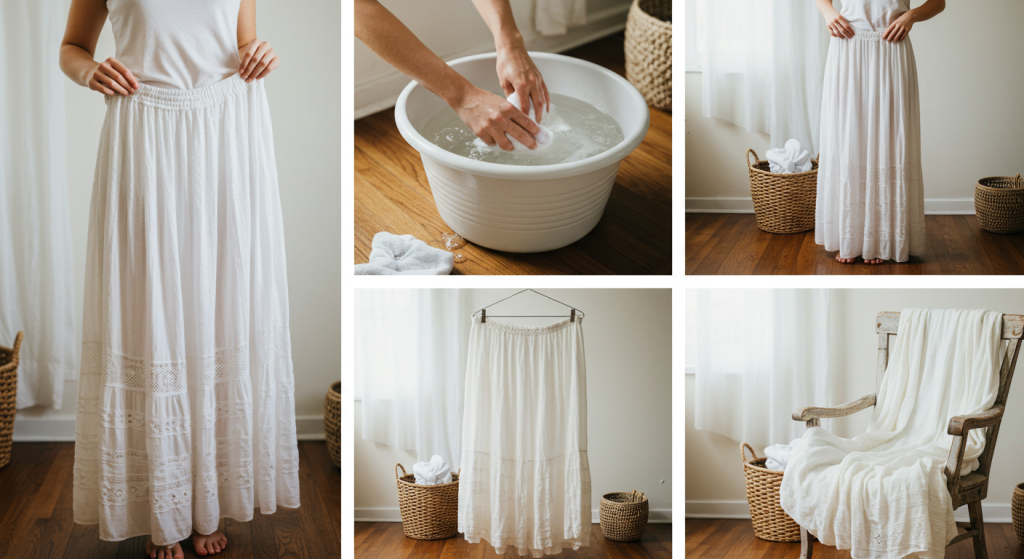 white boho maxi skirt