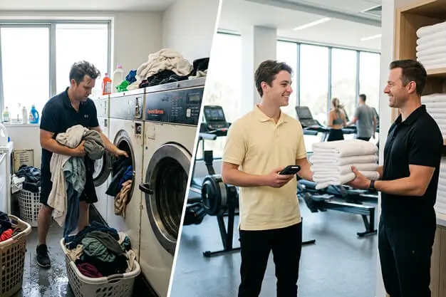gym laundry vs in-house laundry