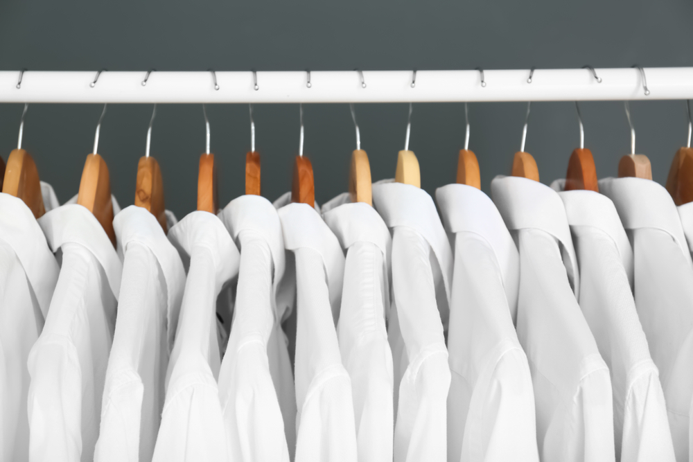 clean white shirts hanging