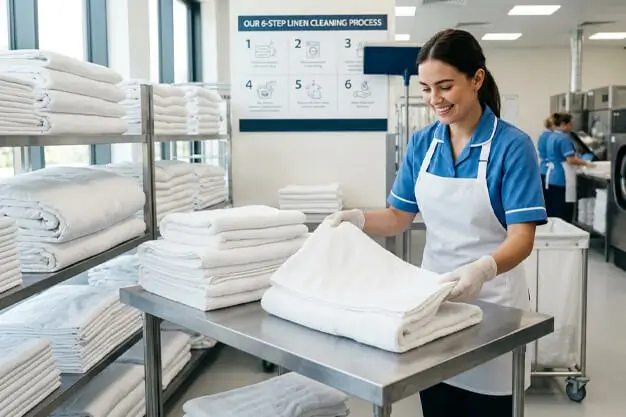 our 6-step hotel linen cleaning process