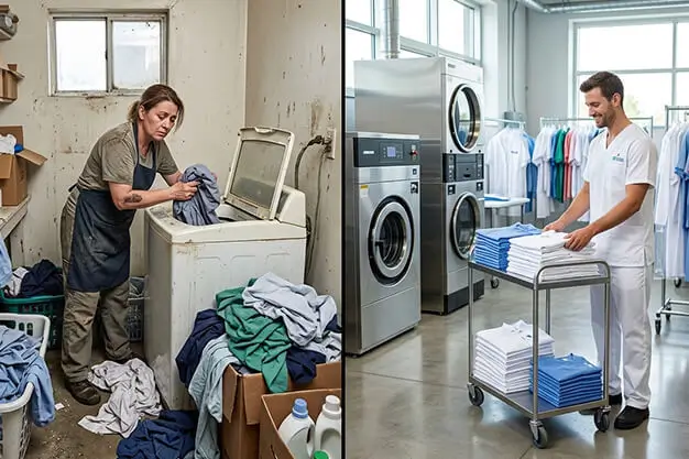 professional vs in-house uniform laundry